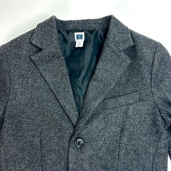 Janie and Jack Wool Blend Blazer Suit Jacket Gray with Elbow Patches sz 4 - Picture 2 of 13
